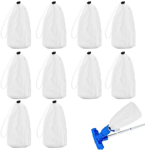 Njidher Bolsas De Filtro De Malla Para Aspiradora Para Piscinas,Filtros Con Malla Fina Para Aspirador De Piscina - 10 Unidades Reutilizables De Nylon Con Cordón De Cierre Para Estanques Suciedad Pelos