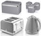Swan Retro Grey 1.5L 3KW Jug Kettle, 4 Slice Toaster, Bread Bin and Set of 3 Tea, Coffee, Sugar Canisters. Retro Design Matching Kitchen Set of 6 in Grey