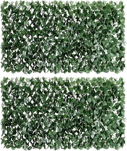 Artificial Maple Leaf Fence Screen – 1m x 2m Expandable Trellis Privacy Panel with Faux Green Foliage – Outdoor Indoor Decorative Garden Screening for Balcony, Patio, Fence, Wall & UV Protection (2)