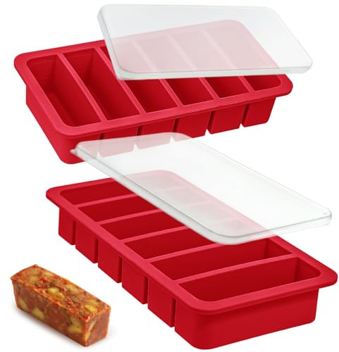 2 Pack Silicone Soup Freezer Moulds with Lid, 1/2 Cup Silicone Freezer Tray | Meal Prep Silicone Freezer Molds Soup Freezer Containers with Steel Frame Food Freezer Trays for Batch Cooking, Broth, Butter