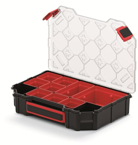 Mivos Sortimentskasten 284x195x60 mm - Sortimentsbox für Zubehör und Kleinteile - Schraubenbox mit 9 Herausnehmbaren Innen-Boxen - Sortierbox - Stabiler Werkzeugbox für Werkstatt - Made in EU