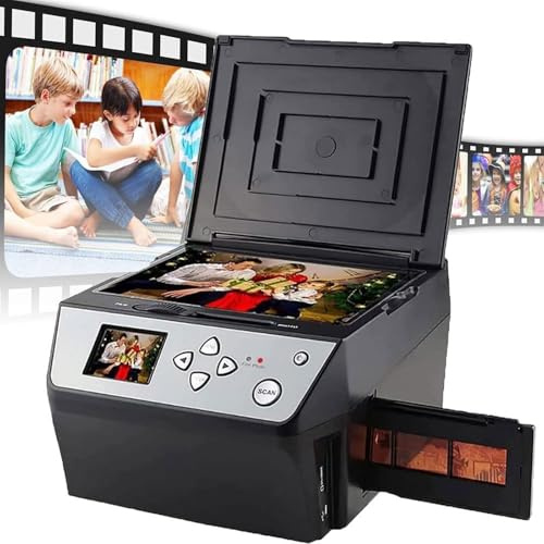Scanner fotografico digitale multifunzionale per pellicole, scanner per diapositive e negativi con schermo LCD da 5 pollici, converte pellicole da 135 mm/diapositive da 35 mm/pellicole da 110 mm/fot