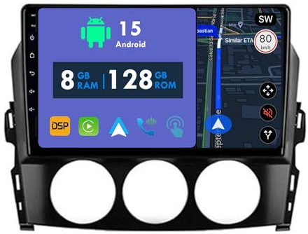 RoverOne 8G+128G CarPlay Stereo für Mazda MX5 MX-5 MX 5 3 NC Miata 2005-2015 mit Android Auto Radio GPS Navi Bluetooth RDS WiFi Touchscreen Head Unit Multimedia Player
