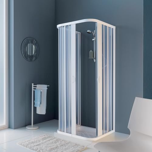 Siro - Box Doccia a 3 Lati 80X80X80 cm con Ante ripiegabili in PVC Bianco