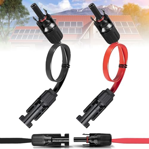 Sorlpv Solarpanel Flachkabel 6mm², 100CM Solarkabel Fensterdurchführung Flexibel mit Stecker und Kupplung, 2 Stück PV Flach Solarkabel für Solarmodulen und Wechselrichtern