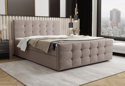B&B HOME Boxspringbett Coria III, mit Bonellfederung H3, Bettkasten, Kopfteil und Topper, 180x200 (velutto2)