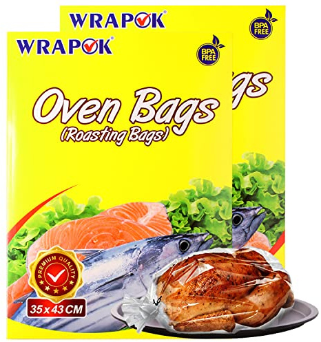 WRAPOK Oven Cooking Bags Medium Size Roasting Baking Bag for Meats Ham Ribs Poultry Seafood on Thanksgiving, 14 x 17 Inch - 10 Bags Total(Pack of 2)