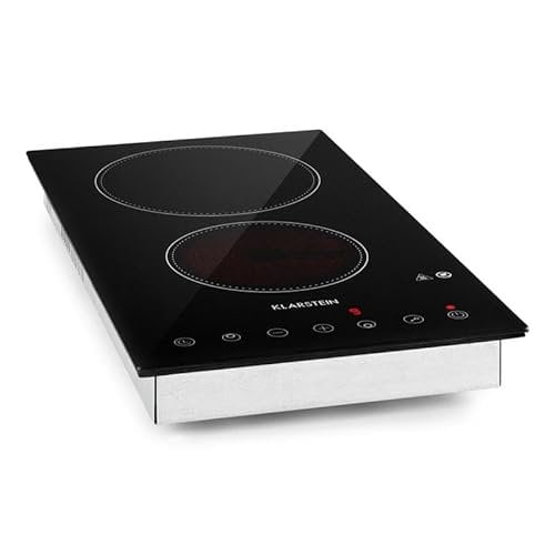 Klarstein Vitroceramic Hob, 3000W Electric Cooker, 2 Ring Pan Hob, Free Standing Table Top Cooker, Modern VTC Heater Cooktop, Hot Plates for Cooking