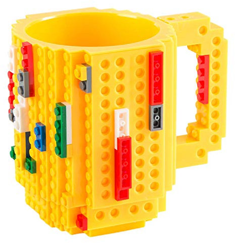 GOODS+GADGETS Build on Brick Mug Tasse à café en Briques - Tasse en Briques de Construction Tasse à café 350ml (Jaune)