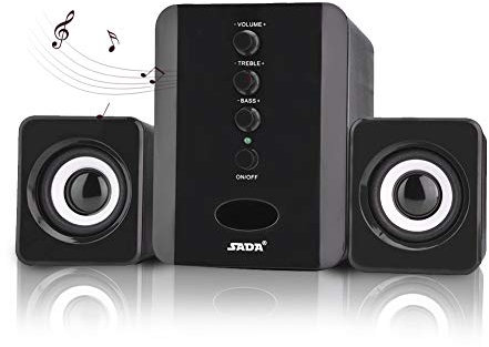 Mini Altavoz portátil portátil con Cable para SADA, USB 2.1 Combinación de Altavoces Bass Music Player Subwoofer para teléfono PC portátil Equipo estéreo TV Echo Dot(Negro)