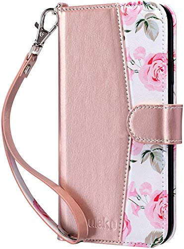ULAK Wallet Case Compatible with iPhone 11, Flip Case with Card Holder PU Leather + TPU Bumper Stand Cover Kickstand Full Protective Phone Case for iPhone 11 6.1 inch - Rose Gold