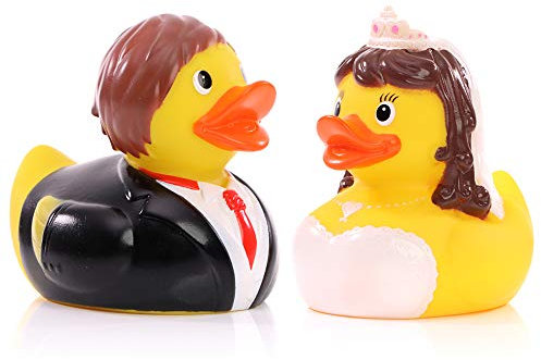 Schnabels Badeente Hochzeitspaar - 2er Set Braut & Bräutigam - Geschenk für Hochzeit Feier Wedding Verlobung Liebespaar Ehe Mann Frau - Spielzeug Quietsche-Ente Deko-Artikel Badewanne