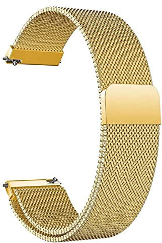 LYYLTX Edelstahl Mesh Uhrenarmband Metall Ersatz Armband Magnetverschluss Smartwatch Schnellverschluss Watch Uhren Ersatzband Für Damen Herren 14mm 16mm18mm 20mm 22mm 24mm (22mm,Gold)
