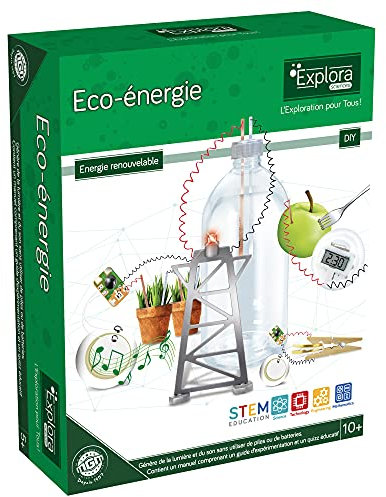 EXPLORA - Erneuerbare Eco Energie Erfahrung - Wissenschaftliche Erfahrung - 544067 - Montageanleitung und Bildungsquiz - Entdeckungsset - Natürliche Batterie - Kinderspiel - Ab 10 Jahren