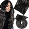 Moresoo Clip in Extensions Echthaar, Salon Qualität Weiches Glattes Haar 40 cm 7 Stück 120g Extensions Clip in #1B/S/1B Schwarz bis Silber mit Naturschwarz, Leicht zu Tragen Solide und Langlebig