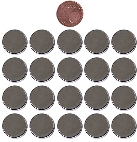 banjado® Neodym Magnete Set 20 Stück 15x3mm - Stärke N35 - für Glasmagnettafeln, Whiteboards und Magnetwände