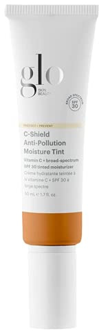 Glo Skin Beauty C-Shield Anti-Pollution Moisture Tint SPF 30, 7W-Dark – Tinted Moisturizer with SPF, Lightweight Tinted Sunscreen for Face, Vitamin C & Squalane, Dewy Sheer Coverage, All Skin Types