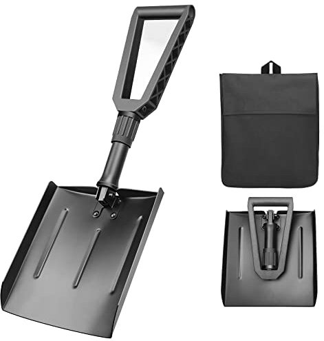 Pala da neve pieghevole per auto Strumento per spazzaneve Pala da neve di tipo T leggero in alluminio portatile nero grande