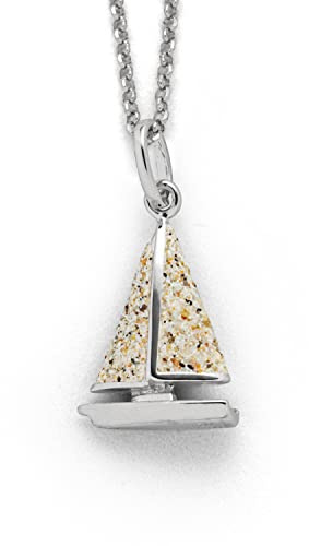 DUR Schmuck Anhänger SEGELBOOT Strandsand, Silber 925/- rhodiniert (P4196)
