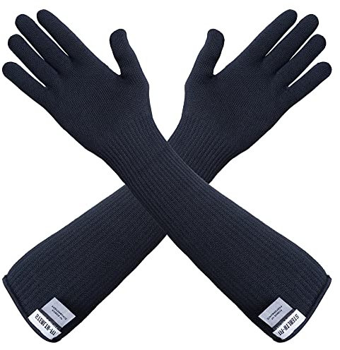 STEALTH-FIT Kevlar-Ärmel, schnittfeste Ärmel, Armschutz für dünne Haut, Vollarm-Handschuh, schwarz, Full Arm