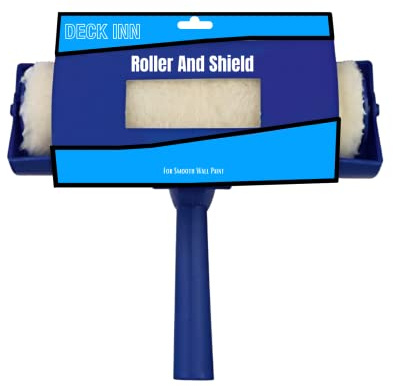 DECK INN Pack of 1 Decorator Roller & Shield 225MM X 38MM - Multifunctional Hand-Held Clean Edge Paint Roller for Room Wall Ceiling