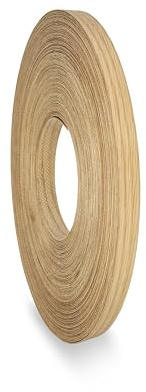 Red Oak Edging 15 mm x 7.5 m Pre Glued Adhesive Real Wood Veneer Edge Banding Tape Kitchen Cabinet Repair Worktop Laminate Shelf Table Door Cupboard Plywood Formica Chipboard Furniture Strip Wood Trim
