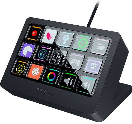 Razer Stream Controller X: All-in-One Keypad for Streaming - 15 Switchblade Buttons - Multi-Link Macros - Swappable Magnetic Faceplate - Designed for PC & Mac Compatibility