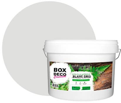 BOX DECO COULEURS Peinture murale naturelle écologique aspect satin intérieur Natura - 10L / 130m², Blanc Gris