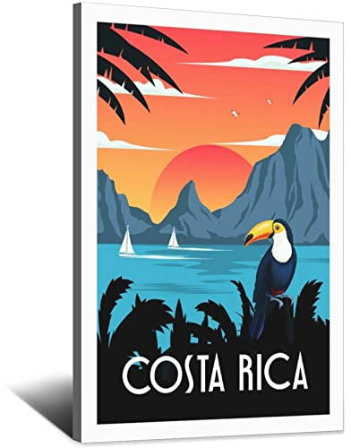 YONGCAI Costa Rica Seabird Sonnenuntergang Vintage Reise Poster Leinwand Wand Home Room Decor Kunst Poster Malerei Bild Druck Geschenk Poster