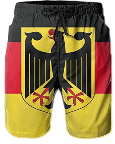 208 Deutschland-Flagge Herren Trainingshose Schnelltrocknend Kurze Hose Lässige Badeshorts Mit Mesh Futter Sporthose 3XL