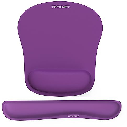 TECKNET Wrist Rest Mat, Keyboard and Mouse Wrist Support Pad Set, Comfortable Memory Foam Mouse Mat with Wrist Cushion Support, Anti-Slip Ergonomic Mouse Pad for Computer Laptop Working Gaming