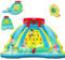 COSTWAY 5 en 1 Château Gonflable avec Souffleur 680W & Toboggan Aquatique & Pataugeoire, Aire de Jeux Gonflable avec Mur d'escalade, Canon à Eau, Charge 150kg pour 2-3 Enfants de 3-10 Ans