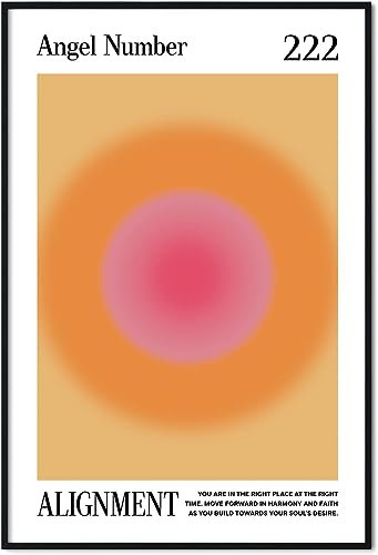 Gtoaxxno Engel Nummer 222 Poster ungerahmt Manifestation Energie Aura Farbverlauf Poster Intuition Druck Wanddekoration Wohnzimmer ungerahmt (50 x 60 cm)