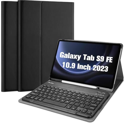 ProCase Keyboard Case for Galaxy Tab S10 FE 2025/ S9 FE 10.9 Inch 2023, Protective Cover Case with Detachable Wireless Keyboard for Galaxy Tab S10 FE(SM-X520) /S9 FE 2023 SM-X510/X516/X518–Black