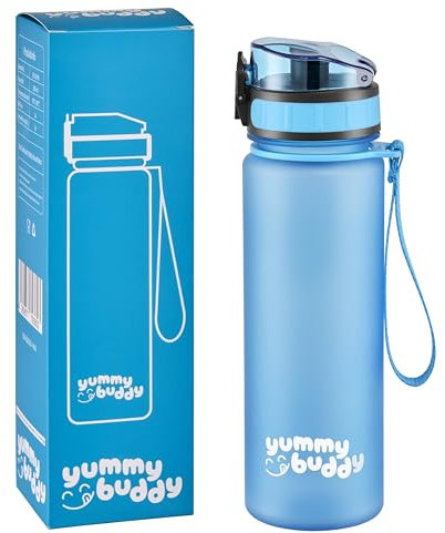 ecosa Trinkflasche Kinder Auslaufsicher 500 ml, BPA-Frei, Trinkflasche Schule zum Wandern & Fitnessstudio, Sport Trinkflasche mit Fruchteinsatz, Geschmacksneutrale Wasserflasche 500ml (Balu Blau)
