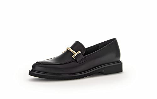 Gabor Damen Slipper, Frauen Slip On,Halbschuhe,Slides,Schlupfschuhe,schluepfschuhe,Loafer,College Schuhe,Slip-ons,schwarz (Gold),43 EU / 9 UK