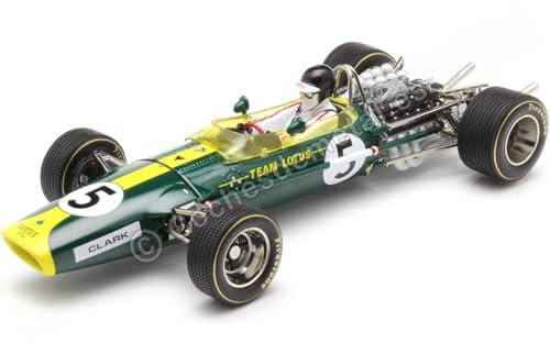 Cochesdemetal Lotus Type 49 Nr. 5 Jim Clark Gewinner GP USA 1:18 Metall (Diecast) Modellauto für Erwachsene, Modellbau-Enthusiasten, Motorsport-Historiker