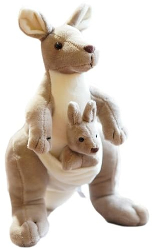 champracer Känguru Plüschtier Plüschtiere, Kuscheltier Mutter und Kind Känguru, Weiches Kuscheliges Plüschspielzeug, Känguru süße Puppe, Geschenk für Kinder Mädchen Jungen (35 cm,Hellgrau)