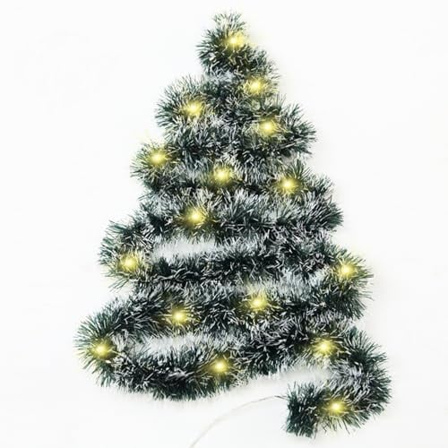 Sprinlot 5m LED Girlande Dunkelgrün, Beleuchtung Girlande Lametta Dunkelgrün, Weihnachtsgirlanden Beleuchtung Innen Außen, Girlanden Glänzend Weihnachtsbaum
