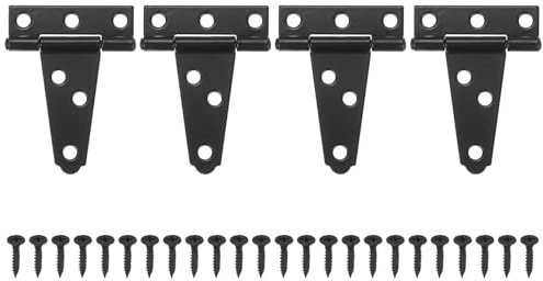 M METERXITY 4-Pack Iron T-Strap Shed Door Hinges, 2 Inch Barn Door Gate Hinges, Tee Hinge Wrought Hardware with Screws for Wooden Fences/Yard/Barn Door [Black]