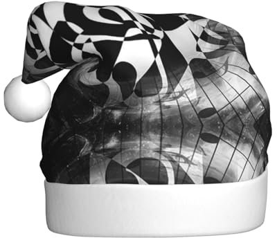 Weihnachtsmütze mit Musik-Notenschlüssel-Druck, Weihnachtsmütze für Erwachsene, Unisex, Weihnachtsmütze für Neujahr, festliche Party, Weihnachtszubehör