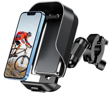nediea Bike Phone Holder, 360° Rotatable Waterproof Phone Mount for Bicycle, Motorcycle Phone Holder with Sun/Rain Barrier, Pram Handlebar Phone Mount Holder, Compatible with 4.7-7 Inches phones (B01)