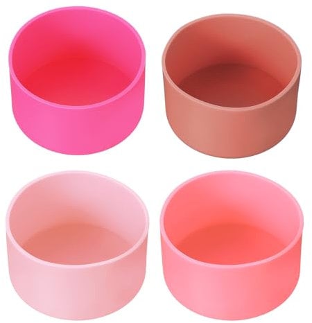 PATIKIL Silicone Boot for Tumbler Boot, 4Pcs Bottom Sleeve Protector Protective Sleeve for Water Bottle Car Travel Cup, Fuchsia/Light Pink/Pink/Red