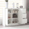 Azkoeesy Weiße Sideboard 120 cm, Buffet Kommode Wohnzimmerschrank mit 2 Türen und 3 Schubladen für für Esszimmer, Wohnzimmer & Küche, Weiß, N657P19981819W
