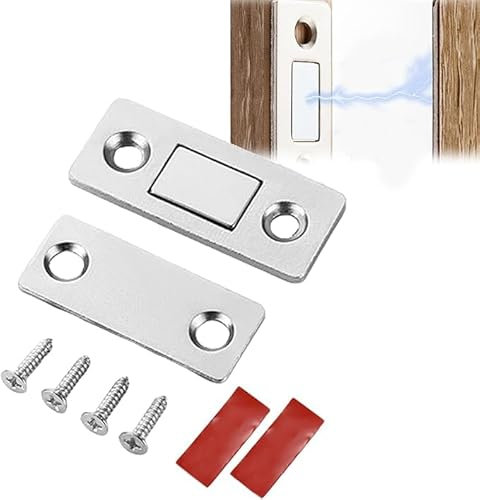 jiazhiyi Ultra Thin Invisible Cabinet Door Magnets, Adhesive Drawer Latch Cabinet Magnetic Catch, Magnetic Door Buckle, Cabinet Door Magnets Stick On for Kitchen Closet (10pcs)