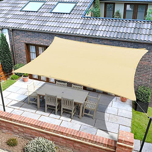 Sonnenschutz-Zaun mit Ösen, 90 % UV-Schutz, Sonnenschutznetz für Gewächshaus, Pflanzen, Terrasse, Rasen, einfacher Aufbau, leichtes Netz (4 m x 5 m)