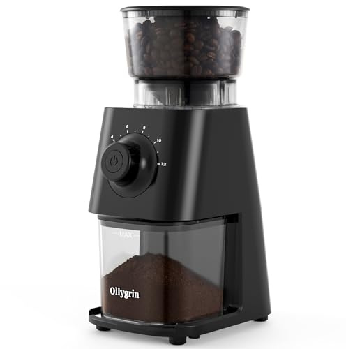 Ollygrin Coffee Grinder Electric, Conical Burr Coffee Bean Grinder with 30 Grind Settings