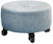 KTREZ Niedriger runder Rollhocker aus PU-Leder, moderner Rollsitz, 360° drehbar, kleiner Hocker mit Universalrollen, Fußhocker für Zuhause, Büro, Garage, Geschäft, Fitness, Sport, Blau