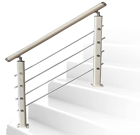Außentreppe für 2 3 Stufen, Übergangskit mit Schrauben, Bianco Farbe, 120 cm Länge