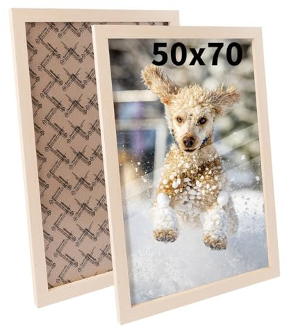 Truevaste 2 Stk. Bilderrahmen 50x70 cm Holz, MDF Fotorahmen mit Acrylglas, Klassischer Bilder Rahmen für Wand Tischbilderrahmen mit Aufhängen Aufstellen, Picture Frame für Fotos Poster Dokument